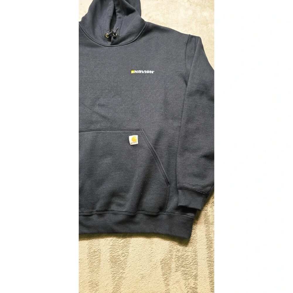 Carhartt Original Fit Hooded Sweatshirt Mens XL Navien Blue Logo Fleece - Picture 4 of 16